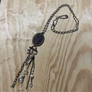 Pink Panache long necklace multi purple stone swavorskis w/removable charms